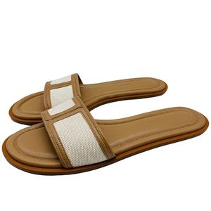 J. Crew Sandals Canvas Leather Slide Italy Size 8